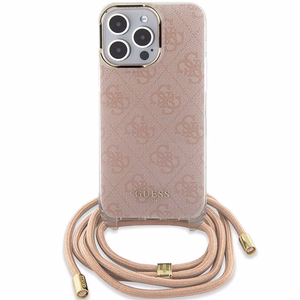 Guess Crossbody Cord 4G Print viedtālruņa apvalks iPhone 15 Pro – rozā