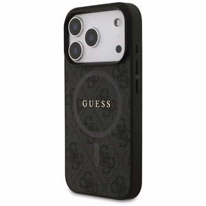 Guess 4G gredzena klasiskā logotipa magnētiskais viedtālruņa apvalks iPhone 17 Pro - melns