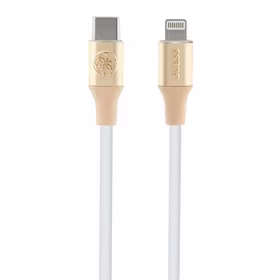 Guess Ebossed Logo USB-C / Lightning kabelis 1,5 m ātrai uzlādei - zelta krāsā