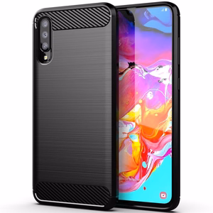 Oglekļa šķiedras apvalks viedtālrunim SAMSUNG Galaxy A70 / A70s - melns