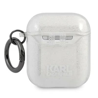 Karl Lagerfeld mirdzošs Karl's Head apvalks AirPods 1/2 austiņām - sudrabains