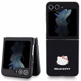 Hello Kitty Metal Logo Kitty Head viedtālruņa apvalks Samsung Galaxy Z Flip 5 - melns