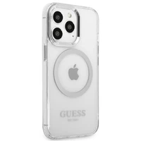 Guess Metal Outline Magnētiskais MagSafe viedtālruņa apvalks iPhone 13 Pro / iPhone 13 - sudraba
