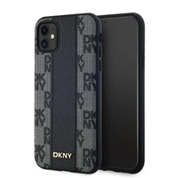 DKNY Ādas rūtainais magnētiskais apvalks iPhone 11 / Xr - melns