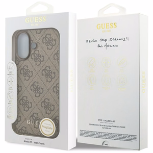 Guess 4G Charms Collection Magnētiskais viedtālruņa apvalks iPhone 17 - brūns