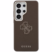 Guess maciņš Grained Big 4G Metal Logo priekš Samsung Galaxy S26 Ultra brūns