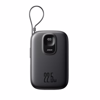 Joyroom JR-PBF18 22.5W 10000mAh portatīvais lādētājs ar iebūvētu Lightning kabeli + USB-C kabelis 0.25 cm - melna