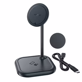 Acefast 15 W Qi bezvadu lādētājs iPhone (ar MagSafe) un Apple AirPods statīva magnētiskais turētājs pelēks (E6 pelēks)