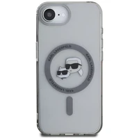Karl Lagerfeld IML metāla Karl & Choupette galvu Magnētiskais viedtālruņa apvalks iPhone 16e - melns