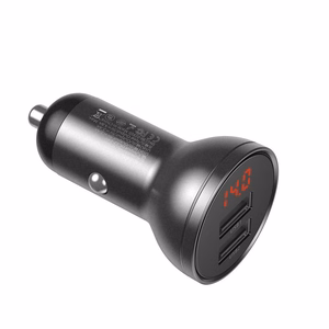 Baseus auto lādētājs ar displeju 2x USB, 4,8A, 24W (pelēks)