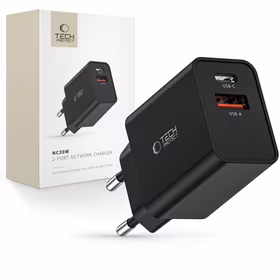 Tech-Protect NC30W lādētājs USB-C PD 30W / USB-A QC 3.0 - melns