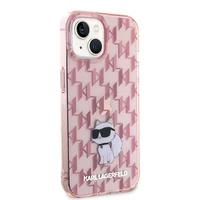 Karl Lagerfeld monogramma Choupette viedtālruņa apvalks iPhone 15 - rozā