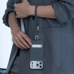 Moshi Kameleon MagSafe vāciņš ierīcei iPhone 17 Pro, ar statīva funkciju, “Midnight Gray” krāsā