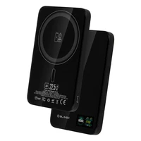 Blavec Portatīvais lādētājs 5000mAh BJ-04 Īpaši Plāns 7,8mm - Type C - 22,5W magnētiskā Magsafe 3 in 1 (PBBJ04-MC5B) melna stikls
