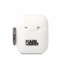 Karl Lagerfeld KLA2RUNIKH AirPods 1/2 apvalks balta/balta silikona Karl galvas 3D