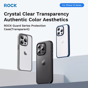 Rock Guard sērijas viedtālruņa apvalks Iphone 16 Plus caurspīdīgs-melns
