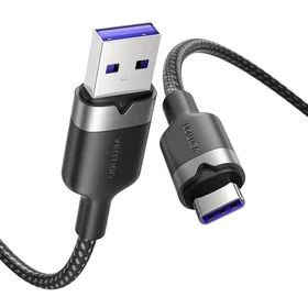 USB 2.0 A uz USB-C 6A kabelis Vention CTOBH 2M (melns)