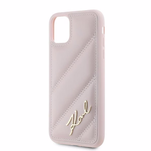 Karl Lagerfeld Diagonal Quilted Script чехол для iPhone 11 / Xr - розовый