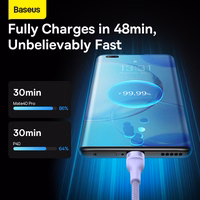 Baseus kabelis Flash Series II 3 in 1 - USB uz Type C, Lightning, Micro USB - 66W 6A 1,2 metri (CASS040005) violets