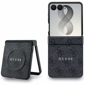Melns Guess 4G Classic MagSafe vāciņš Samsung Galaxy Z Flip8 tālrunim