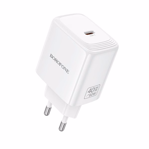 Borofone BN33 Fuente GaN USB-C tīkla lādētājs QC3.0 PD 40W balts