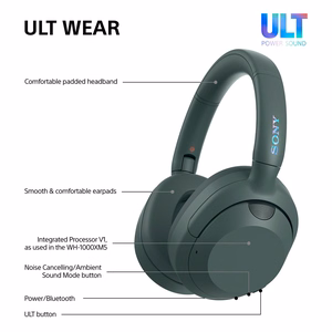Sony ULT WEAR – bezvadu Bluetooth austiņas ar ULT POWER SOUND, dziļiem basiem, trokšņu slāpēšanu, līdz 30 h akumulatoru