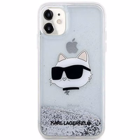 Karl Lagerfeld KLHCN61LNCHCS iPhone 11/XR sudraba/sudraba cietais apvalks Mirdzošs Choupette Galva