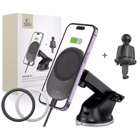 Tech-Protect MM15W-V1 automašīnas tālruņa turētājs ar MagSafe 15W bezvadu lādētāju paneļim / gaisa ventilācijai - melns
