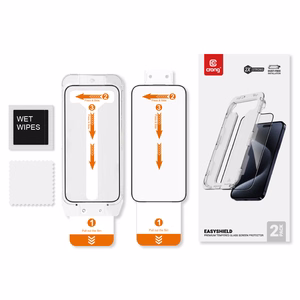 Crong EasyShield 2-Pack rūdīta stikla ekrāna aizsargi iPhone 16 / 15, 2 gab.
