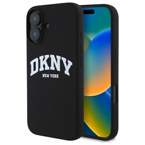 DKNY silikona balts ar logotipu Magnētiskais viedtālruņa apvalks iPhone 16 - melns