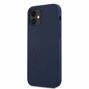 Guess GUHCP12SLSVSBL iPhone 12 mini 5.4" zils/zils cietais apvalks Script Vintage
