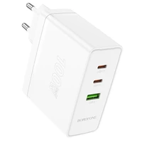 Borofone sienas lādētājs BN11 Imperial - USB + 2xType C - QC 3.0 PD 100W balts