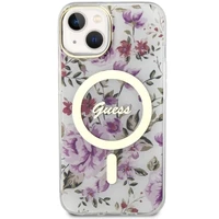 Guess Flower Magnētiskais viedtālruņa apvalks iPhone 14 - caurspīdīgs