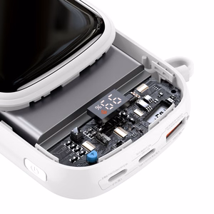 Baseus Qpow ar digitālo indikatoru portatīvais lādētājs ar ātru uzlādi 20000mAh 22.5W QC/PD/SCP/FCP ar iebūvētu USB-C kabeli balta