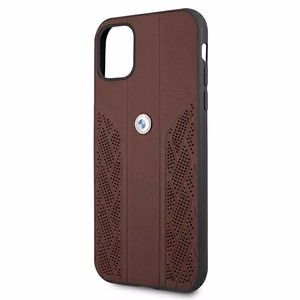 BMW ādas perforēts viedtālruņa apvalks iPhone 11 / Xr - sarkans