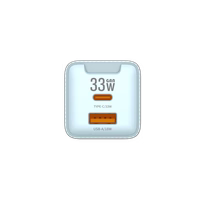 JELLICO sienas lādētājs EU55 GaN PD 33W 1xUSB-C + 1xUSB QC3.0 Zils