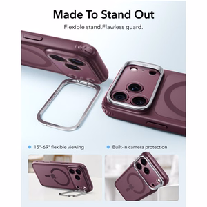 ESR Classic Hybrid Kickstand MagSafe maciņš, paredzēts iPhone 18 Pro / 17 Pro, matēts tumšā ķiršu krāsā