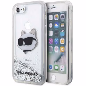 Karl Lagerfeld KLHCI8LNHCCS iPhone 7/8/SE 2020/2022 sudraba/sudraba cietais apvalks Mirdzošs Choupette Galva
