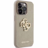 Guess Perforated 4G Glitter viedtālruņa apvalks iPhone 15 Pro - zelta