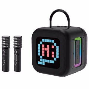 Blavec portatīvais Bluetooth skaļrunis WS-09 Karaoke Fun - 10W ar 2 mikrofoniem un displeju (WS09-2MB) melna