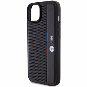 BMW perforēts trīskrāsu līnijas viedtālruņa apvalks iPhone 15 Plus / 14 Plus - melns