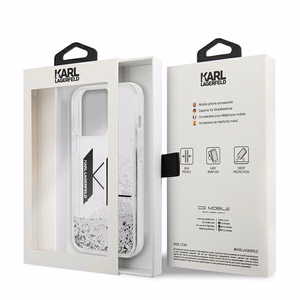 Karl Lagerfeld Liquid Glitter Big KL viedtālruņa apvalks iPhone 14 Pro - sudraba