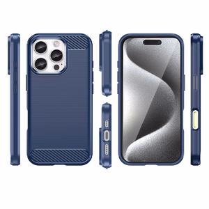 Carbon viedtālruņa apvalks iPhone 16 Pro Max silikona apvalks - zils