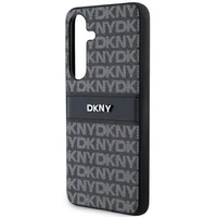 DKNY ādas Mono Stripe un Metal Logo viedtālruņa apvalks Samsung Galaxy S24+ - melns