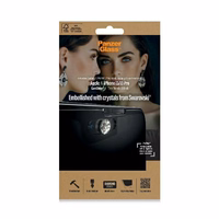 PanzerGlass E2E Microfracture antibakteriālais stikls ar Swarovsky kristāla kameras vāciņu iPhone 13/13 Pro - ar melnu rāmi