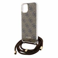 Guess Crossbody Cord 4G Print viedtālruņa apvalks iPhone 15 / 14 / 13 - brūns