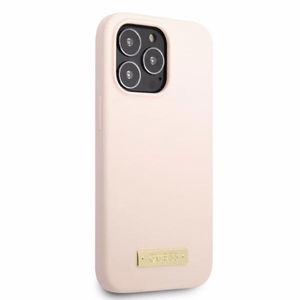 Guess GUHMP13LSPLP iPhone 13 Pro / 13 6.1" rozā/rozā cietais apvalks Silikona Logo Plate Magnētiskais
