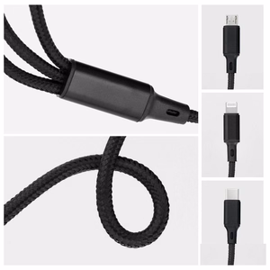 Kabelis 3in1 Type C uz Lightning / Type C / Micro USB 2,4A C171 1,2 m melns
