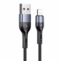 USAMS Pīts kabelis U55 2A lightning melns 1m SJ448USB01 (US-SJ448)