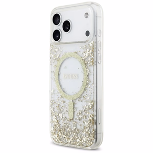 Guess Resin Bottom Glitter MagSafe Case for iPhone 17 Pro Max - Gold